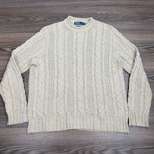 Polo Ralph Lauren Tan Cable Knit Hemp Sweater XL